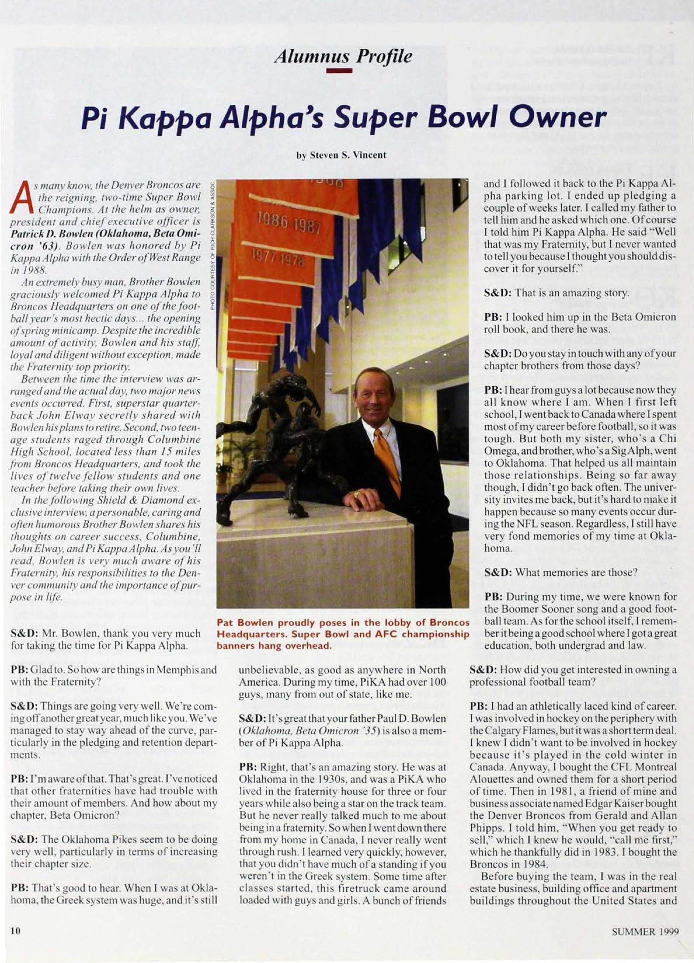 Alumnus Profile: Pi Kappa Alpha's Super Bowl Owner